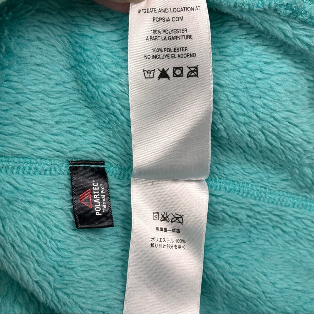 Patagonia Synchilla Thermal Pro Fleece Pullover Teal Yellow Womens XL Pocket NEW - Picture 8 of 11